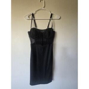 Black Mesh Corset Bodycon Mini Dress Sheer Bustier Night Out Dress